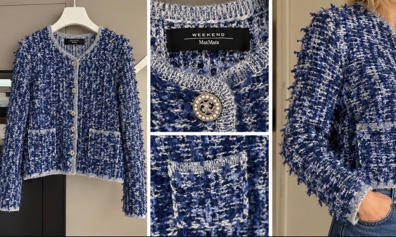 Max Mara Jacken: Weekend Max Mara Blue Bouclé Cardigan Jacket – Neu (gemäss Beschreibung) aus Lugano von fer_ckb9 2
