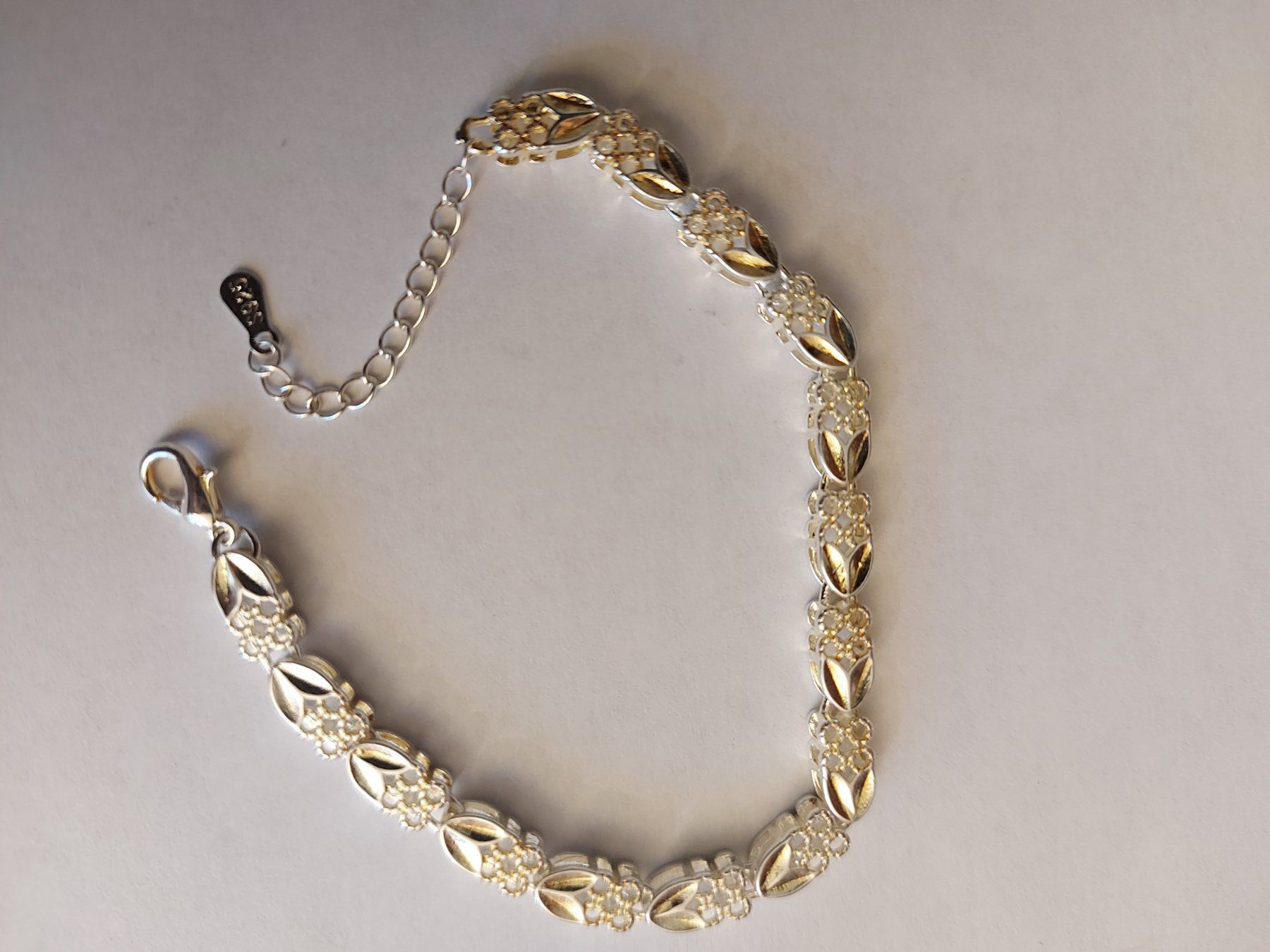 Bracciali & Braccialetti: Armband Silber 925 mit Blumenmuster und Steinchen – Nuovo (secondo la descrizione) da St. Gallen venduto da kamel27