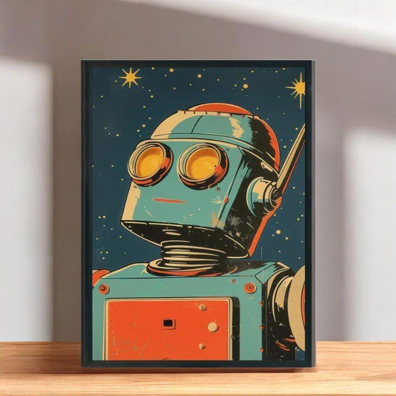 Foto & Immagini: Affiche Poster Robot Art Mid-Century Spatiale Rétro vintage – Nuovo e nell'imballaggio originale da Meyrin venduto da Nostalgica