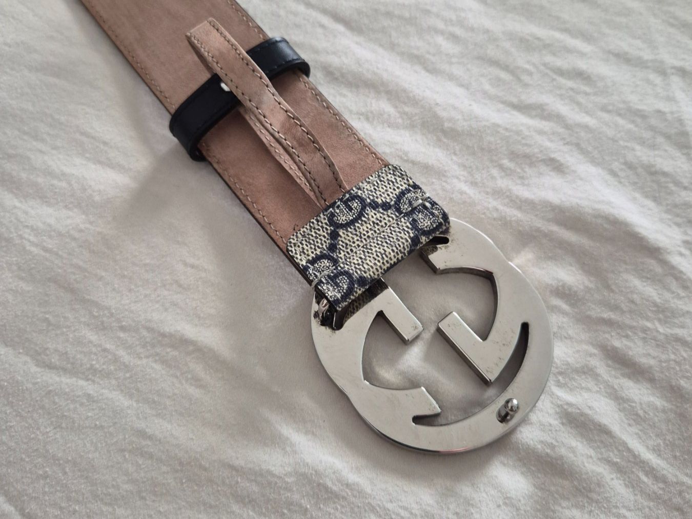 Gucci Gürtel: Gucci Gurt GG Monogram Canvas Leder Silber Grösse 100/40 – Neu (gemäss Beschreibung) aus Bülach von Utopia05 2