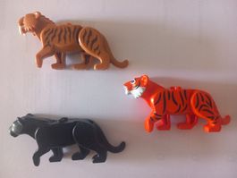 3 Figurines animaux Lego : Tigre, Panthère,