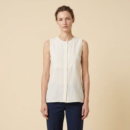 Top sans manches 100% Lin  La Camisa Blanc T. M
