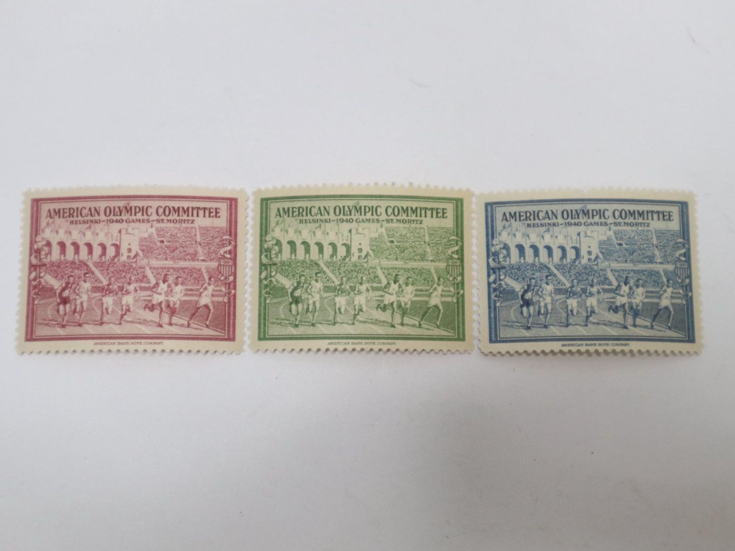 Tutti i francobolli: 3 Briefmarken American Olympic Helsinki - 1940 - St. Moritz – Usato da Eschenbach SG venduto da Astalavista