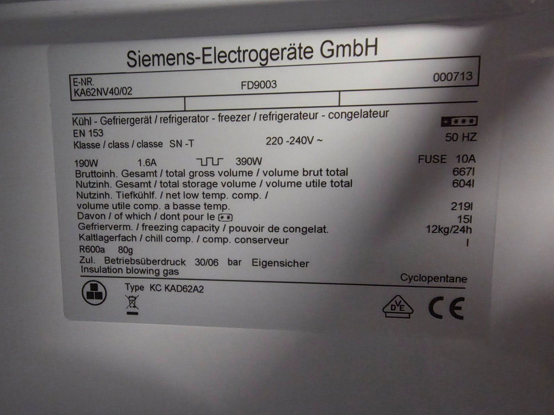 Frigoriferi: Siemens Side-by-Side Kühlschrank Edelstahl – Usato da Rothrist venduto da aaldino 4