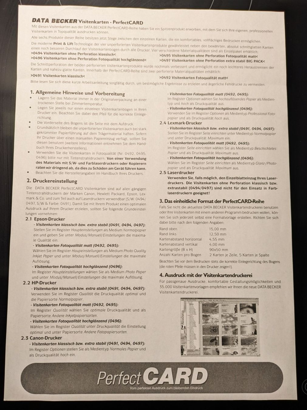 Cartoline: Visitenkarten "Perfect Card" NEU – Nuovo e nell'imballaggio originale da Benken SG venduto da olga81 2