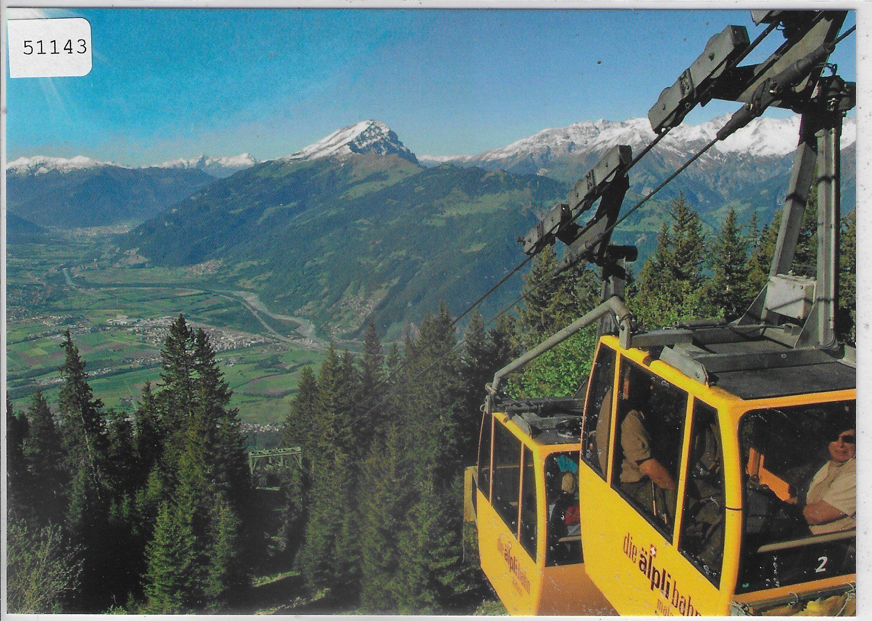 Cartoline postali: Älplibahn Malans - Bergstation Blick ins Rheintal – Usato da Ettingen venduto da Kartenplanet