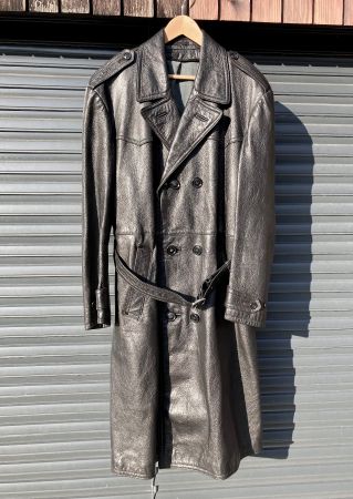 Polizei Ledermantel schwarz, Länge 112 cm