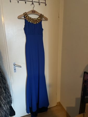 Elysion Abendkleid, Grösse 38, Blau mit Gold Applikationen ✨