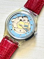 Swatch Automatic Armbanduhr mit rotem Lederarmband!