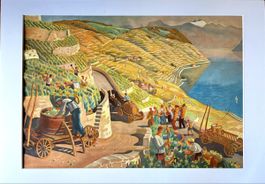 Schulwandbild: Traubenernte am Genfersee. Litho: René Martin