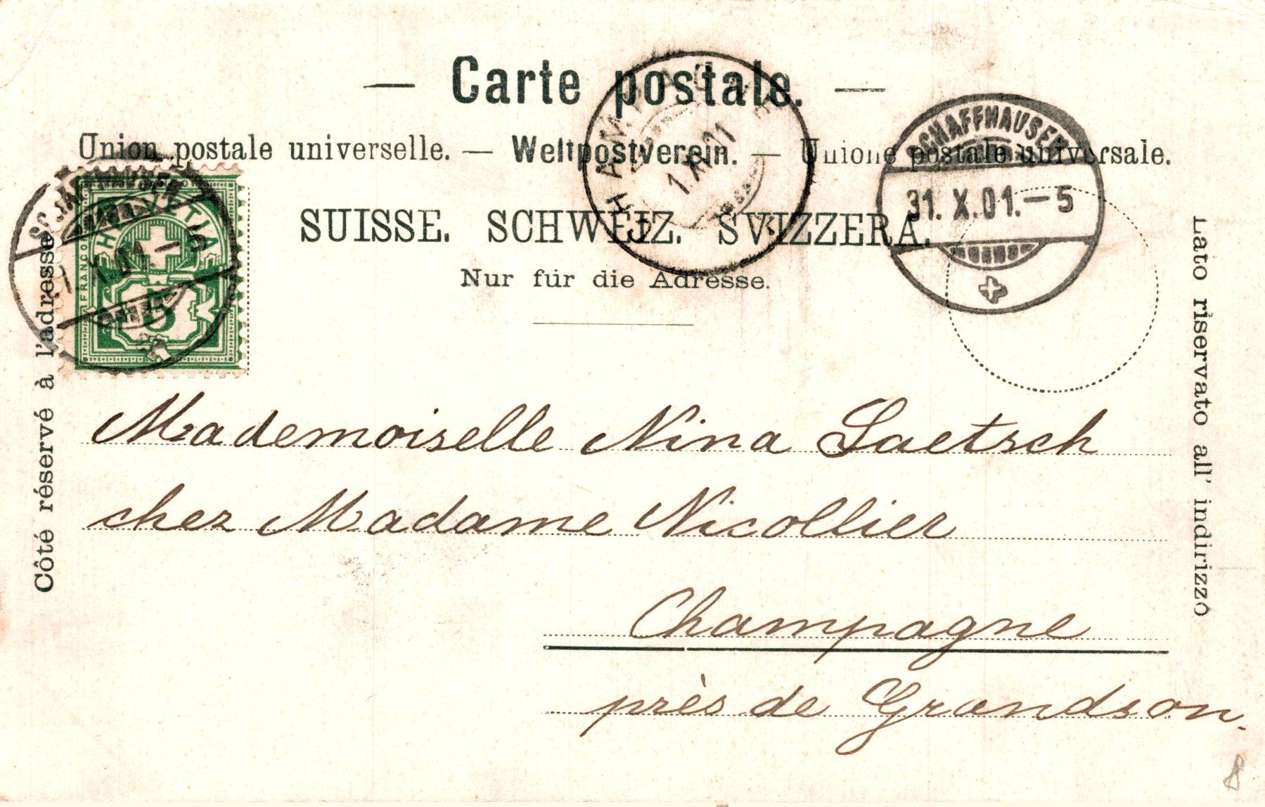 Cartoline postali: Schaffhausen. Neues Postgebäude in Thurm – Usato da Bronschhofen venduto da Astore 1