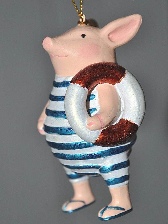witziges SCHWEINCHEN im Badedress mit Aufhänger | Kaufen auf Ricardo