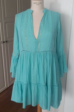 Süsse Boho Bluse Tunika in türkis Gr. M 38