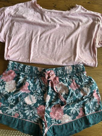 Sleeping Shorts and T-Shirt Set pink floral size S tchibo 