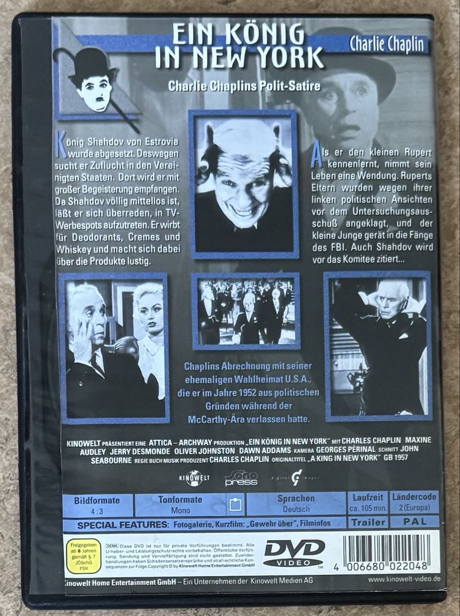 Alle DVDs: EIN KÖNIG IN NEW YORK  – Gebraucht aus Dietikon von AndreaSch01 1