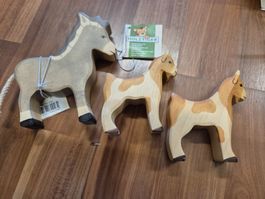 Holztiger Holzfiguren Set: Esel und zwei Ziegen, Top!