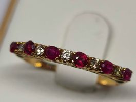 Vintage 18k Gold Ring Rubin Diamanten Grösse 52  Goldschmuck