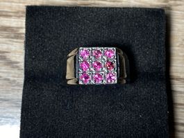 Rubin Ring 💎✨ Silber (98%) Massiv vergoldet S310