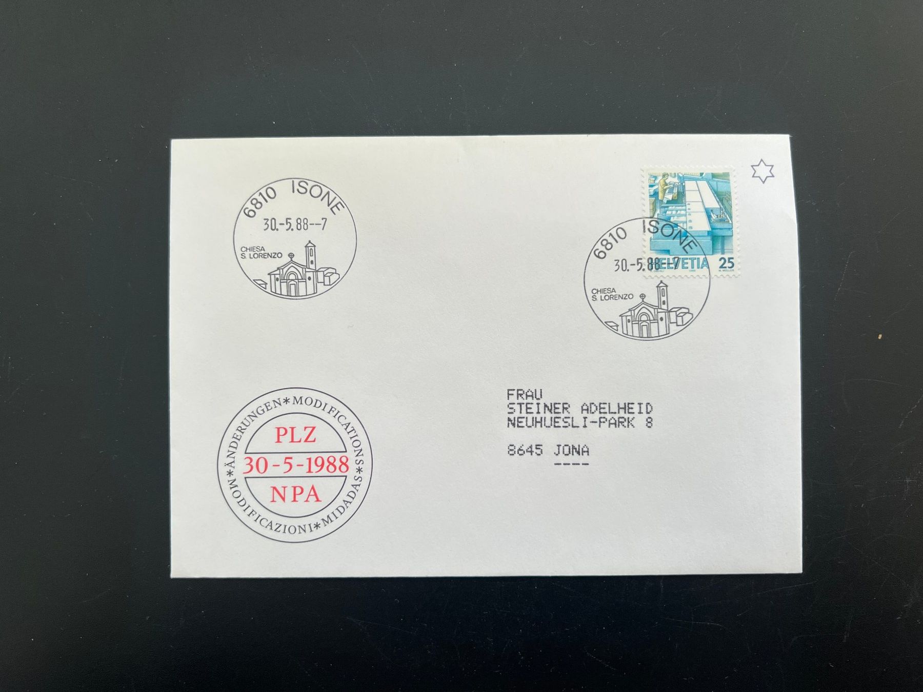 Tutti i francobolli: Isone  Erstagbrief-Werbe-Stempel  (M906) – Usato da Hinwil venduto da Sidi4