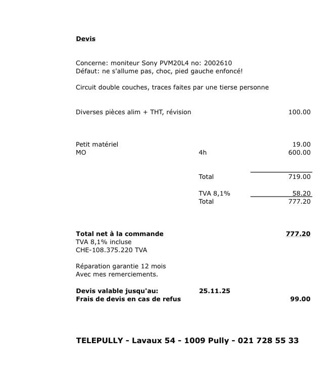 Sony Televisori: Sony Pvm 20L4 – Difettoso da Genève venduto da est_msm8 9