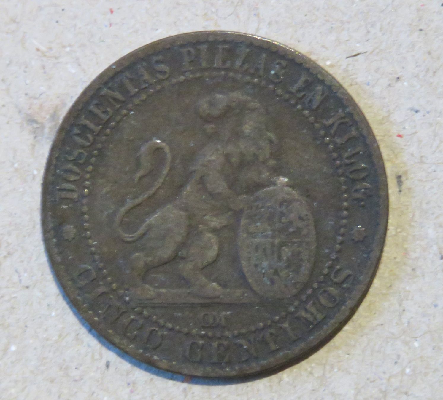 Alle Münzen: 1870, 5 Centimos, Spanien – Gebraucht aus Kreuzlingen von Koi4 1