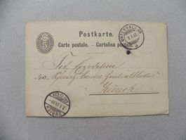 Postkarte Ganzsache Unterhallau Hallau SH Schaffhausen 1888