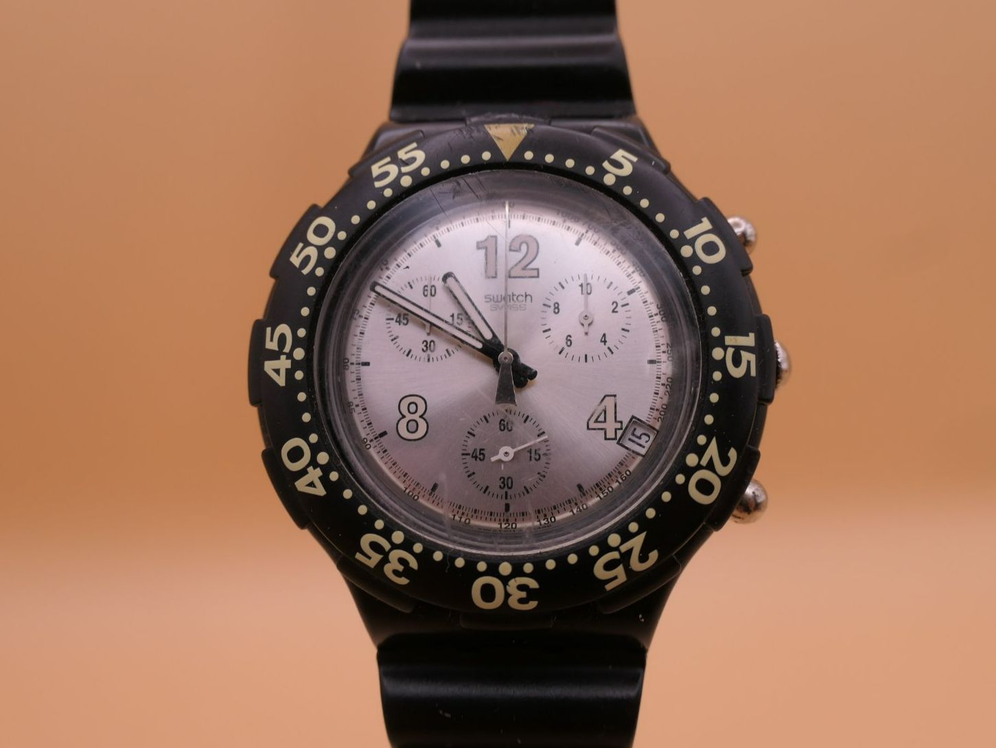 Swatch Uhren: Swatch Aqua Chrono, neue Batterie – Gebraucht aus Thun von CHRONOTIKA