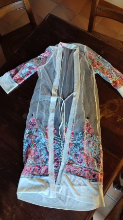 Damen Kimono bestickt transparente Gr. M ungetragen