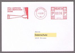 Freistempel_Flaggen-Motiv Pinzette+Marke_0036 Rappen_1.2.91!