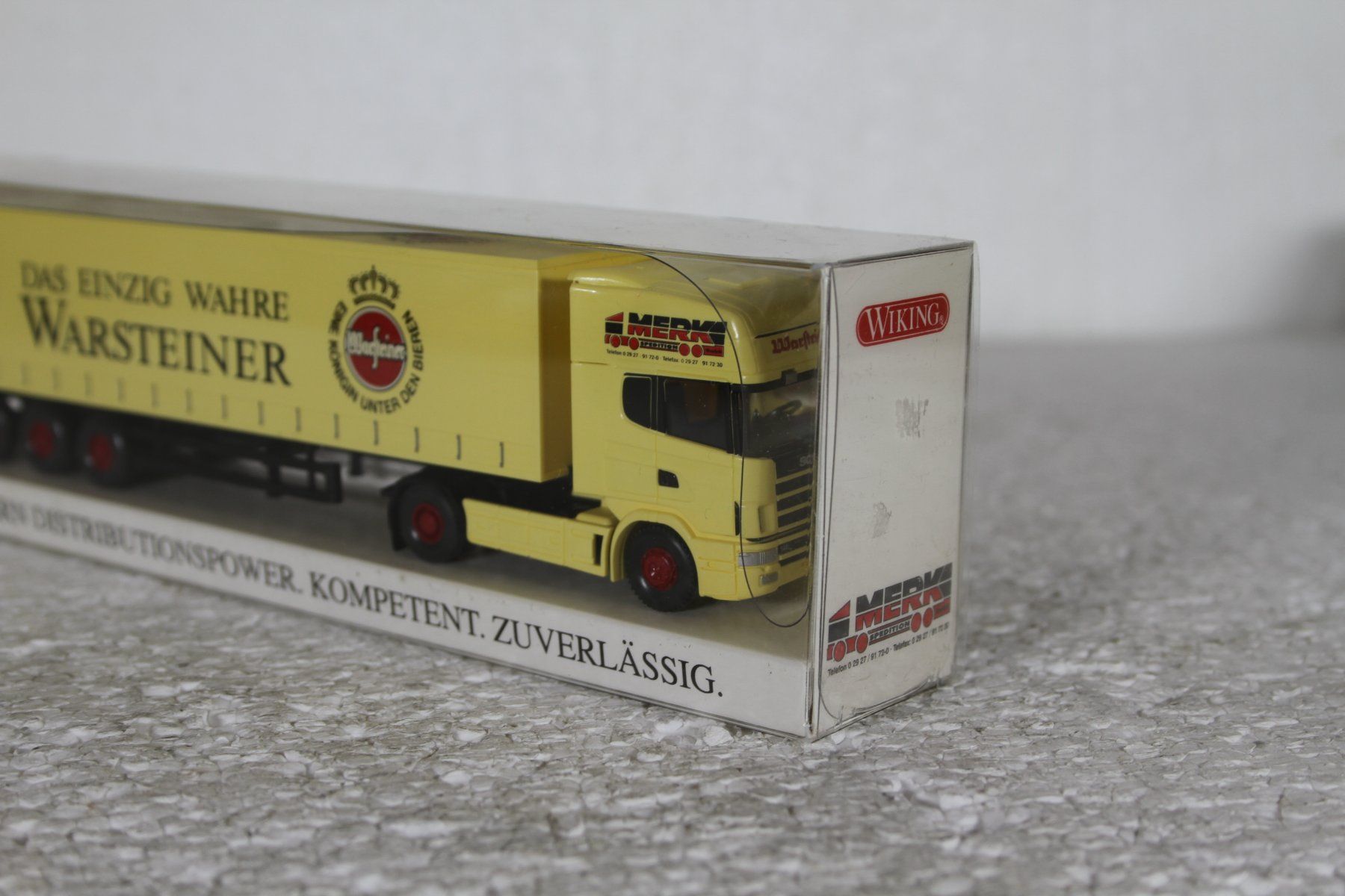 Wiking Modellini d'auto: Wiking Scania Sattelzug Warsteiner Bier – Usato da Triesen venduto da gleis8 2
