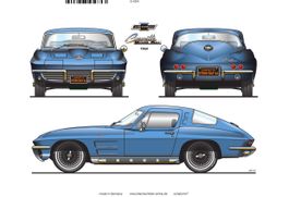 Blechschild-CORVETTE 1961-blau