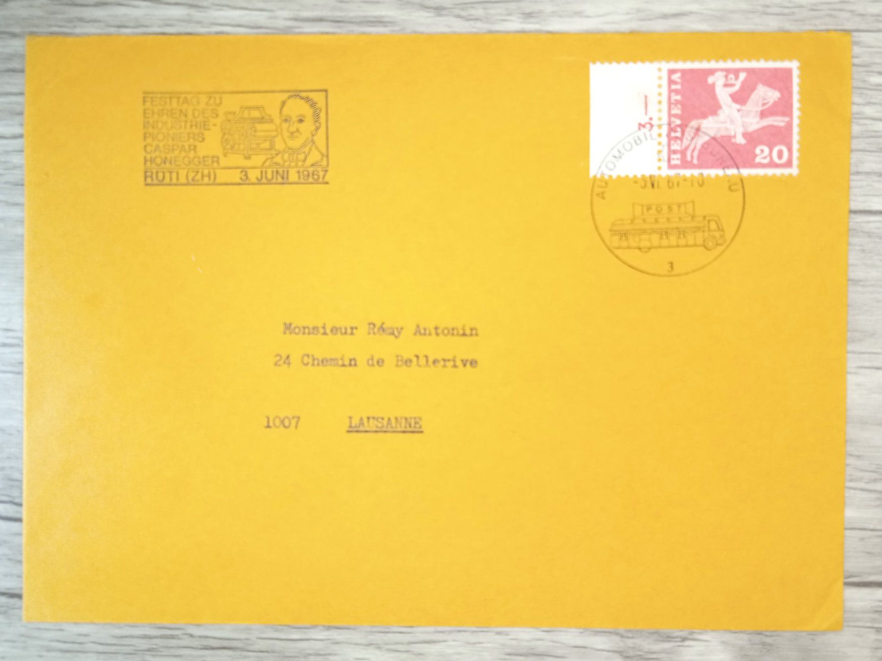 Tutti i francobolli: TR65 Enveloppe + Timbre Suisse 1967 – Usato da Cousset venduto da Patrick_Collections