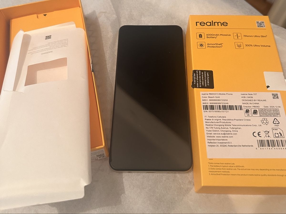 Smartphone Realme Note 70T Beach Gold 4 Go 64 Go neuf (Neuf avec ...
