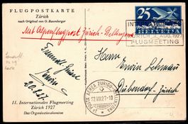 CH - Flugpost - Sonderflug - SF 27.4r  auf OK PK n. Dübend.