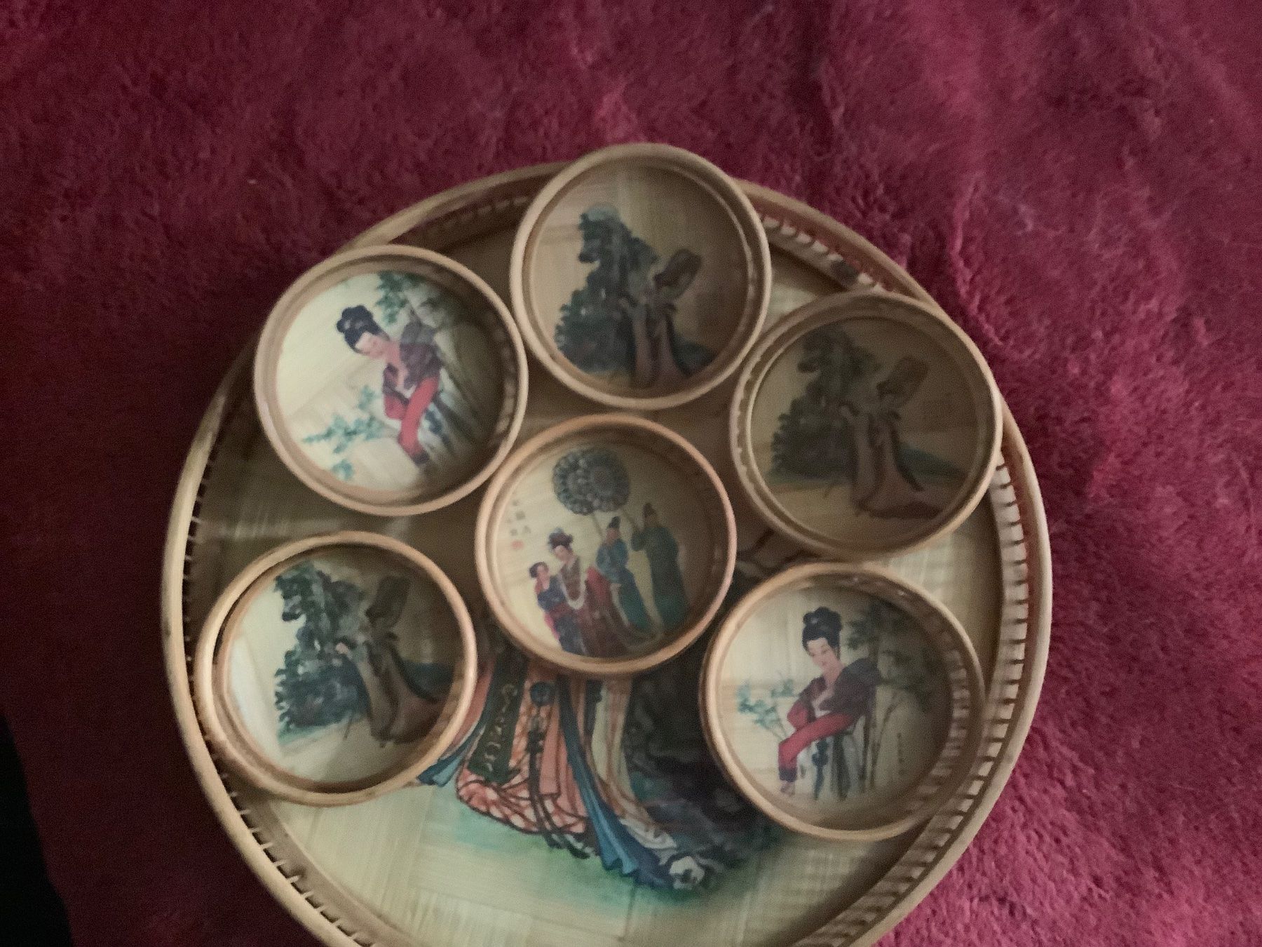 Sottobicchieri: CHIN. VINTAGE GLASUNTERSETZER SET 7 TEILIG – Usato da Adlikon b.Regensdorf venduto da Crystaldragon09 5