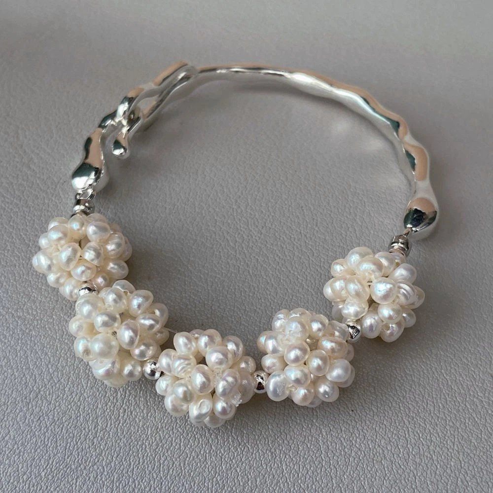 Bracciali & Braccialetti: Lua Blumen weiss Perlen Armband Echt Bracelet rigide Perle – Nuovo (secondo la descrizione) da Prilly venduto da ilyria73 1