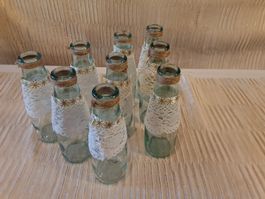 Boho 8 er Set Flaschen, Tischdeko, Hochzeit, Vintage
