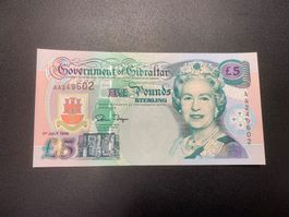 Banknote Gibraltar, 1995, 5 Pounds, P 25, unzirkuliert