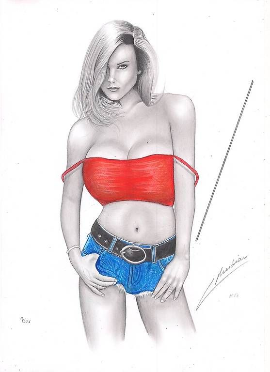 Matite, matite colorate & gessi: Dessin sexy a4 exécuté au crayon – Usato da Ecublens VD venduto da Largo1