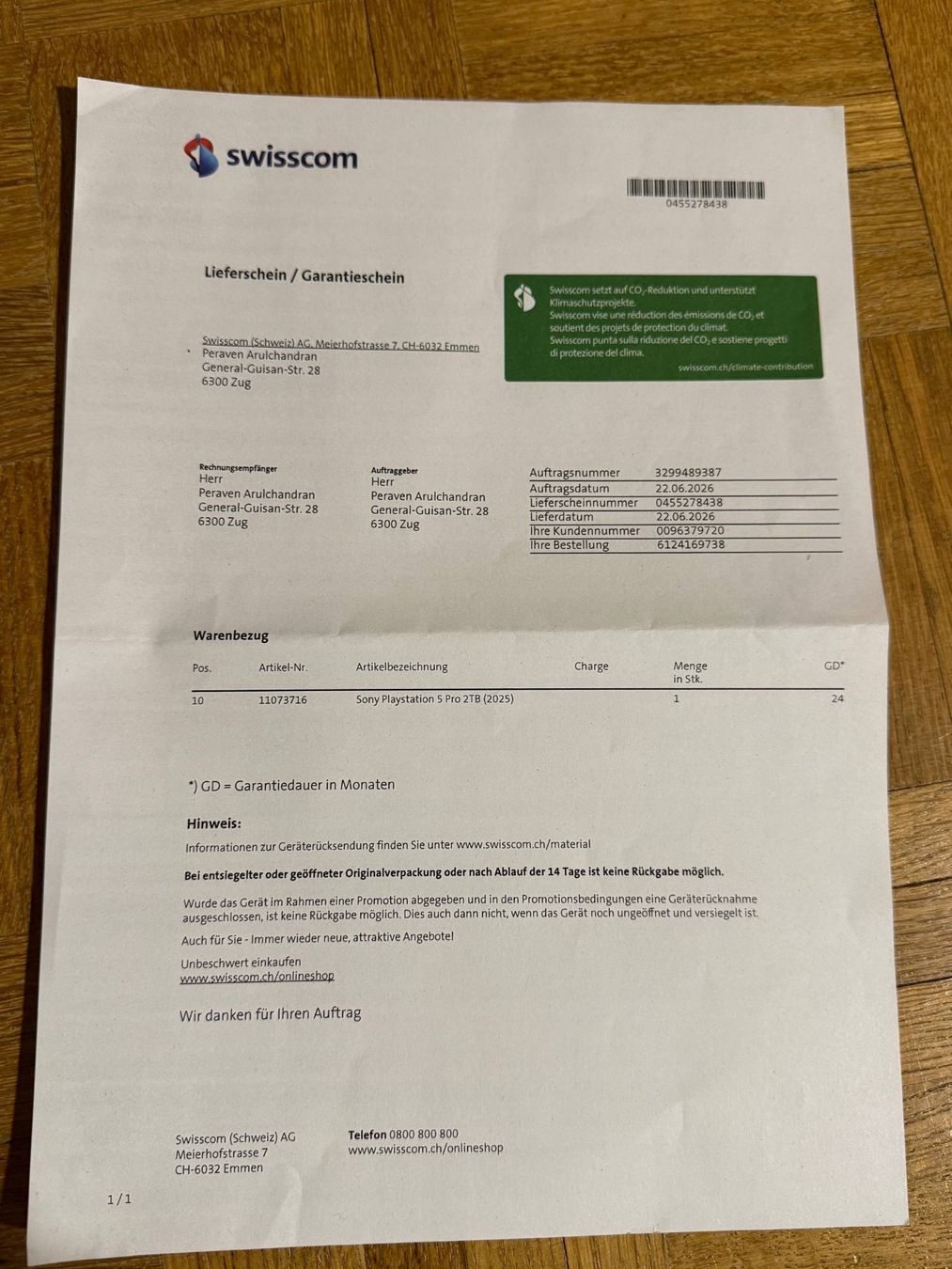 Sony Konsolen: Sony PlayStation 5 Pro 2TB + 2 Controller + Originalverpacku – Gebraucht aus Naters von Wahres 1