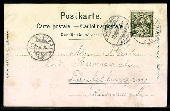 Cartoline postali: Litho Rapperswil, Ortsansicht, Bahnhof,  – Usato da Berlin venduto da bartko-reher 1