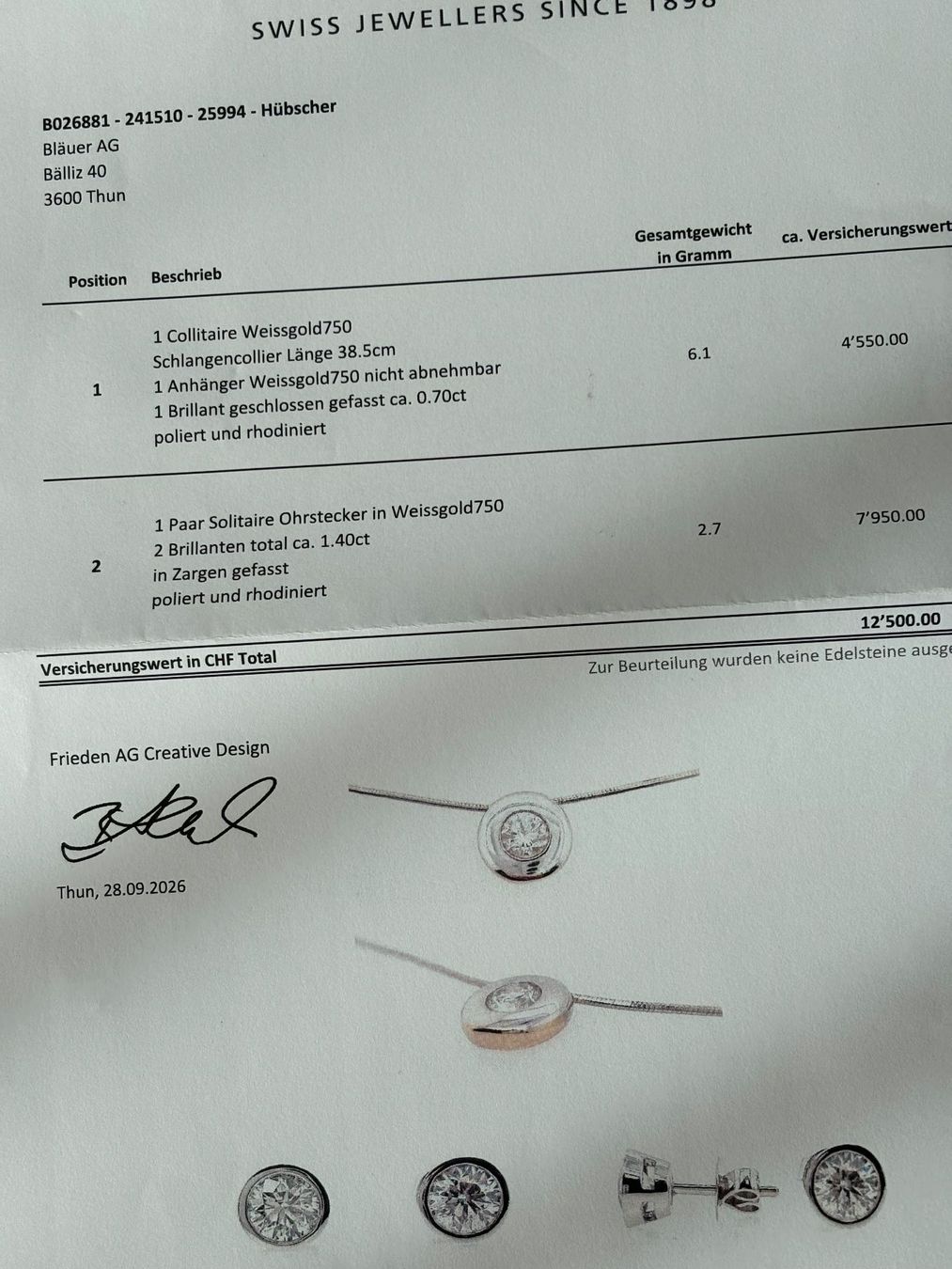 Ohrringe & -stecker: Solitaire Ohrstecker Weissgold – Gebraucht aus Thierachern von Herci 4