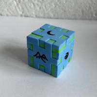 Puzzlewürfel aus Schaumstoff  (blau-grün / wie "Happy Cube")