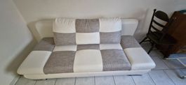 Schlafsofa weiss grau kariert