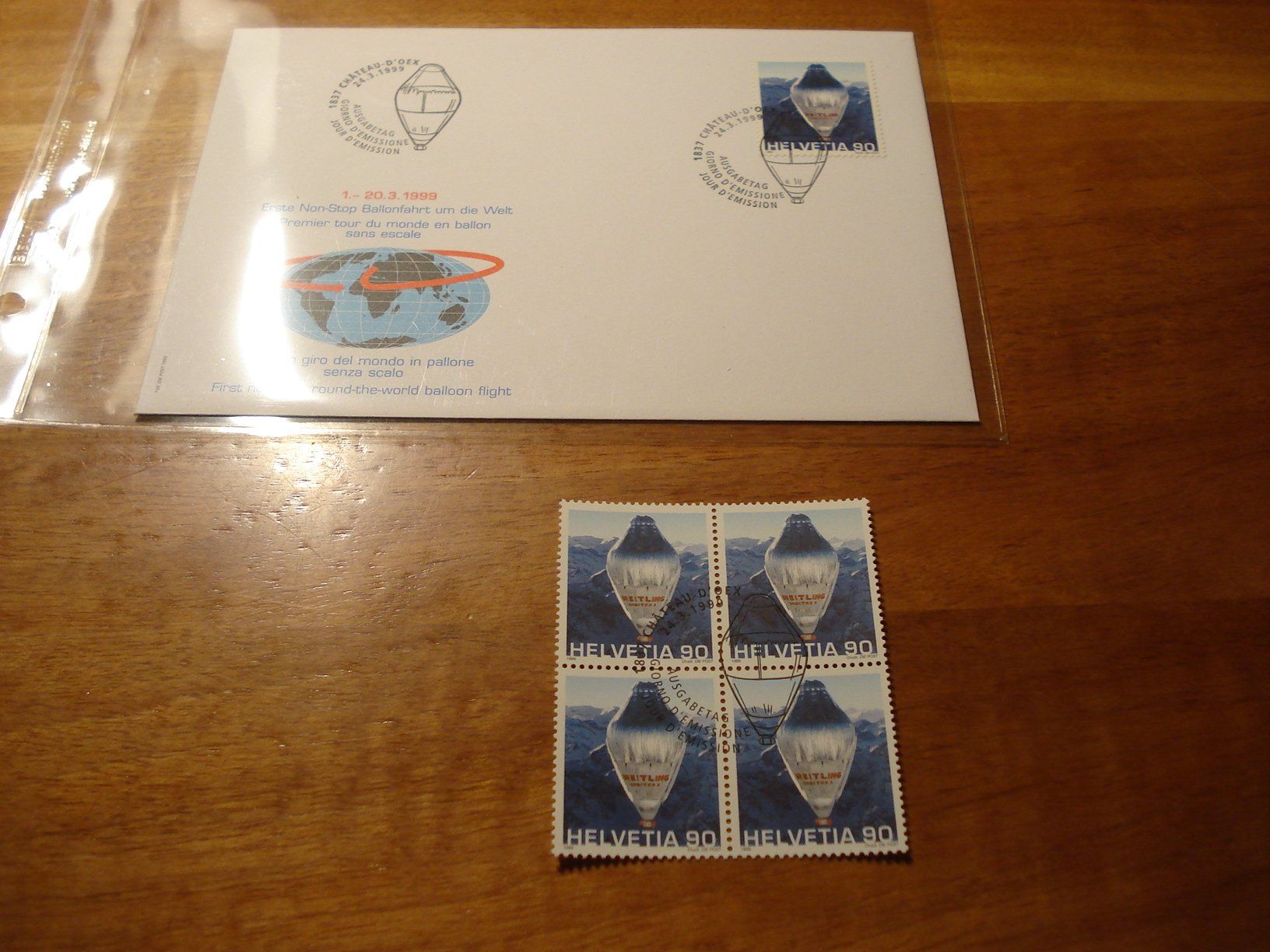 Tutti i francobolli: Marke BReitling Orbiter 1999, FDC + 4ererblock ET-o – Usato da Niederwil AG venduto da morostahu 1