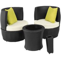 Alu Rattan Sitzgruppe 4 Personen Gartenmöbel Set OLVANTA