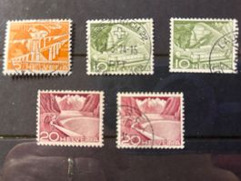 CH1949 timbres rouleaux avec num oblitérés - 5-10-20 cts
