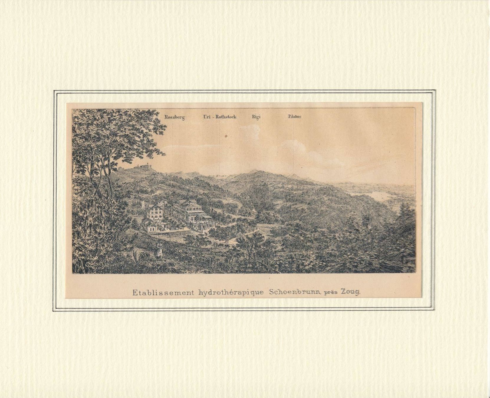 Grafiken & Lithographien: SCHÖNBRUNN BEI ZUG, LITHOGRAPHIE 1892 – Antik aus Grüningen von Kartensammler 1