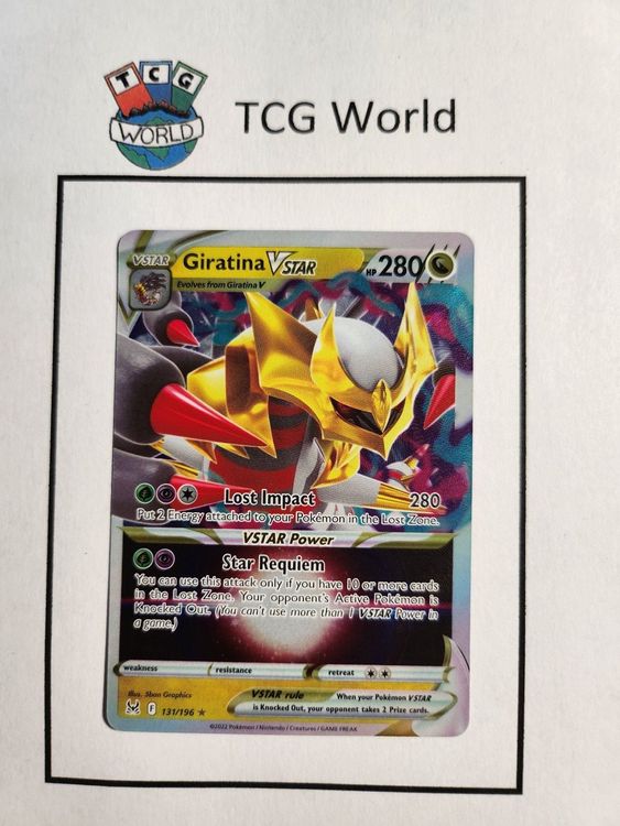 Ultra Rare Holofoil Giratina VSTAR 131/196 - Pokemon Lost Origin Ultra Rare  Holo Card - Near Mint Giratina Lost Abyss
