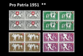 Pro Patria 1951, Viererblöcke postfrisch